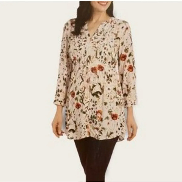 Maison d' Amelie floral tunic blouse Size Xl - Picture 5 of 8